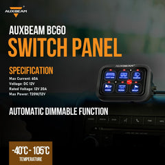 Auxbeam BC60 complete package includes fuses, zip ties, and manual for setup.