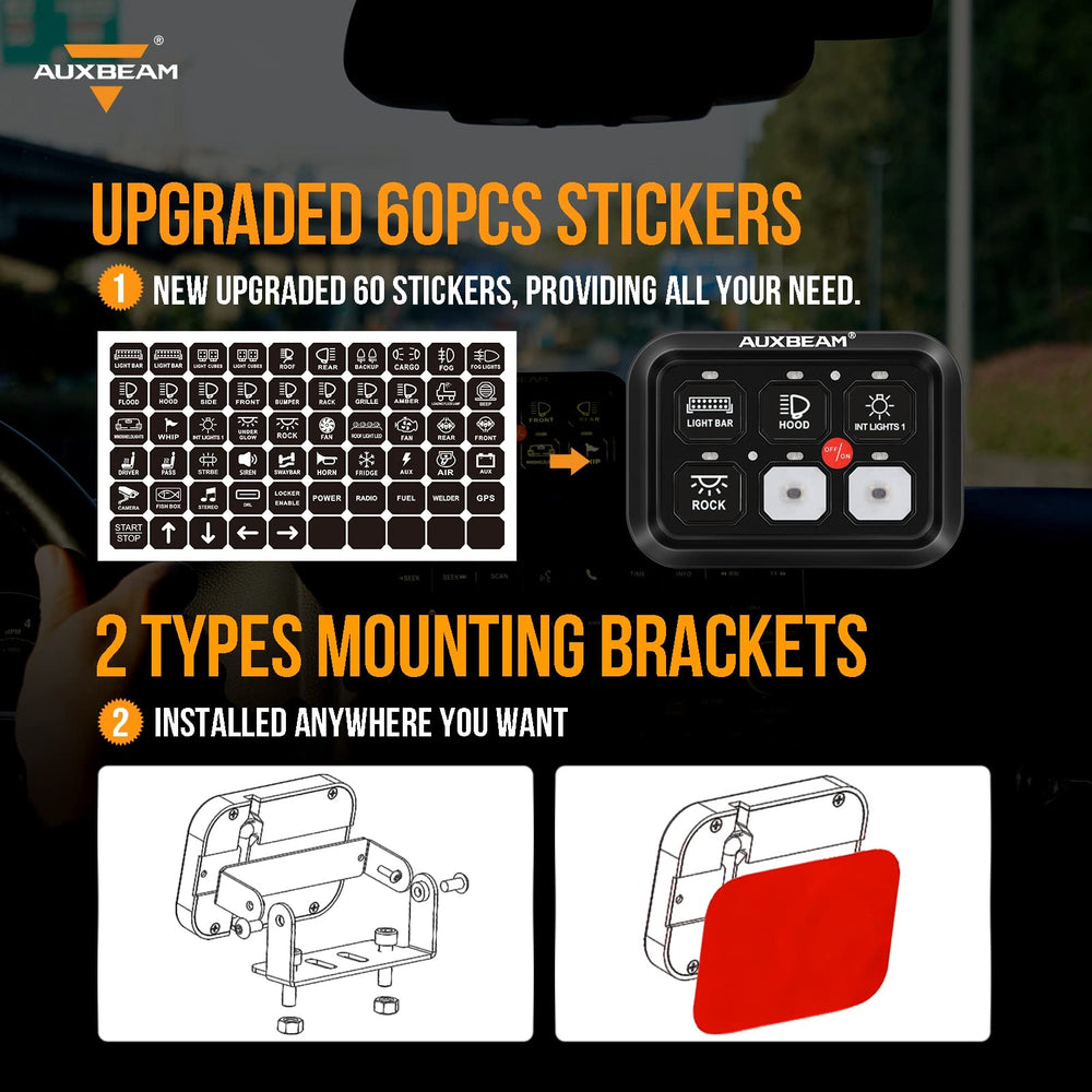 Auxbeam BC60 mounting brackets included for flexible positioning.