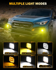 Auxbeam Color Play 3-inch fog light amber lens for foggy conditions.