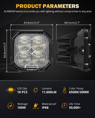 Auxbeam Color Play 3-inch fog light with interchangeable lenses white and amber.