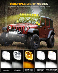Closeup of Amber lens on Auxbeam Color Play Series 3-inch LED pods