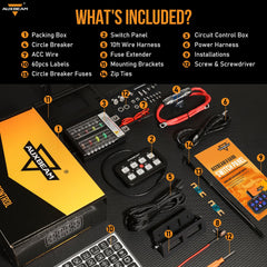 Auxbeam compact panel fits under hood for clean, organized wiring