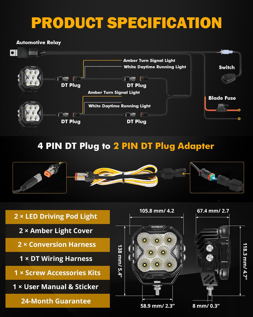 Auxbeam Cube-Z white DRL mode complements daytime driving