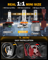 Auxbeam H11 3000K golden beam demonstrates warm visibility for night driving.