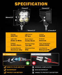 Auxbeam included wiring harness kit enables plug-and-play installation