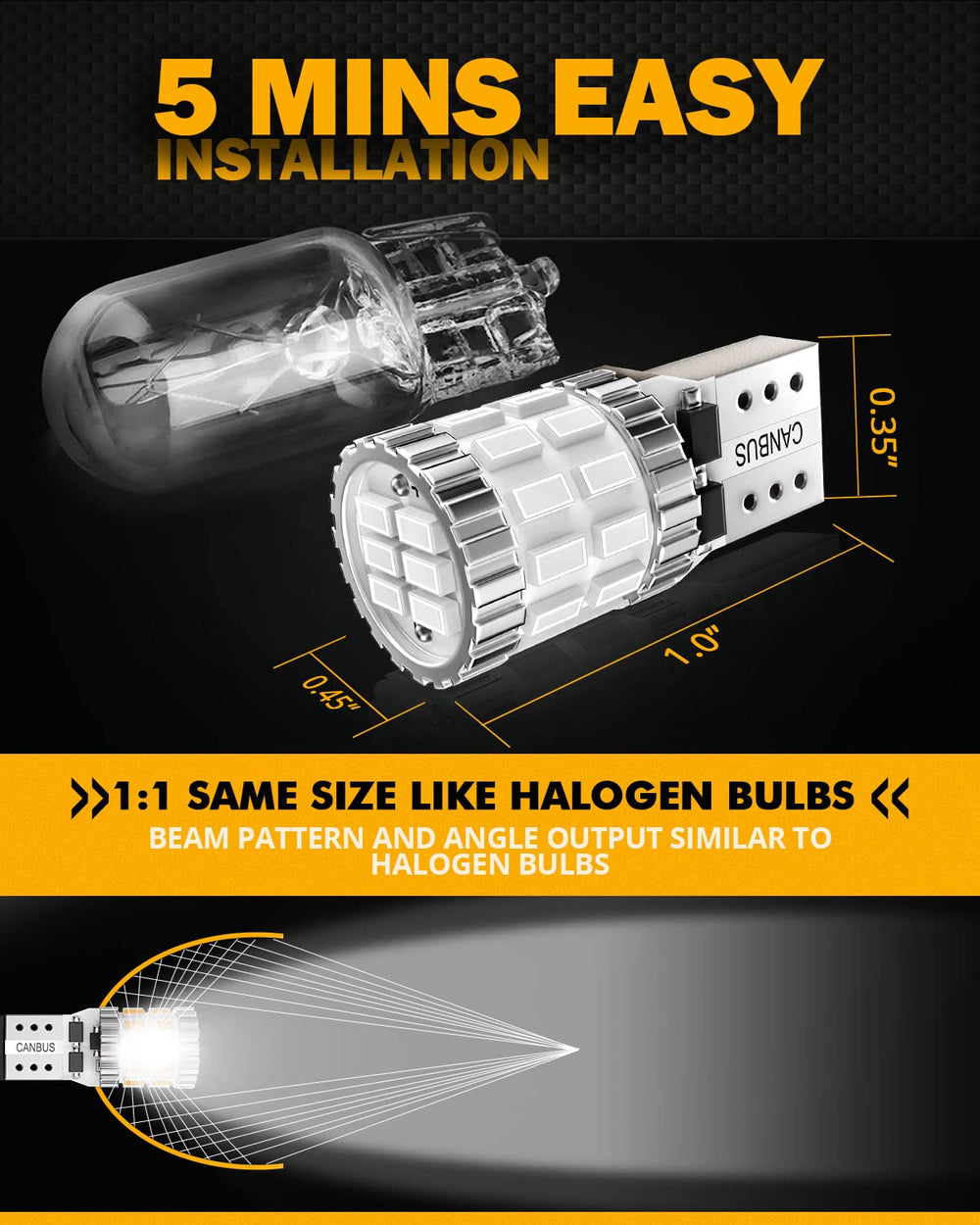 Auxbeam IP68 waterproof LED bulb with rugged aluminum shell.
