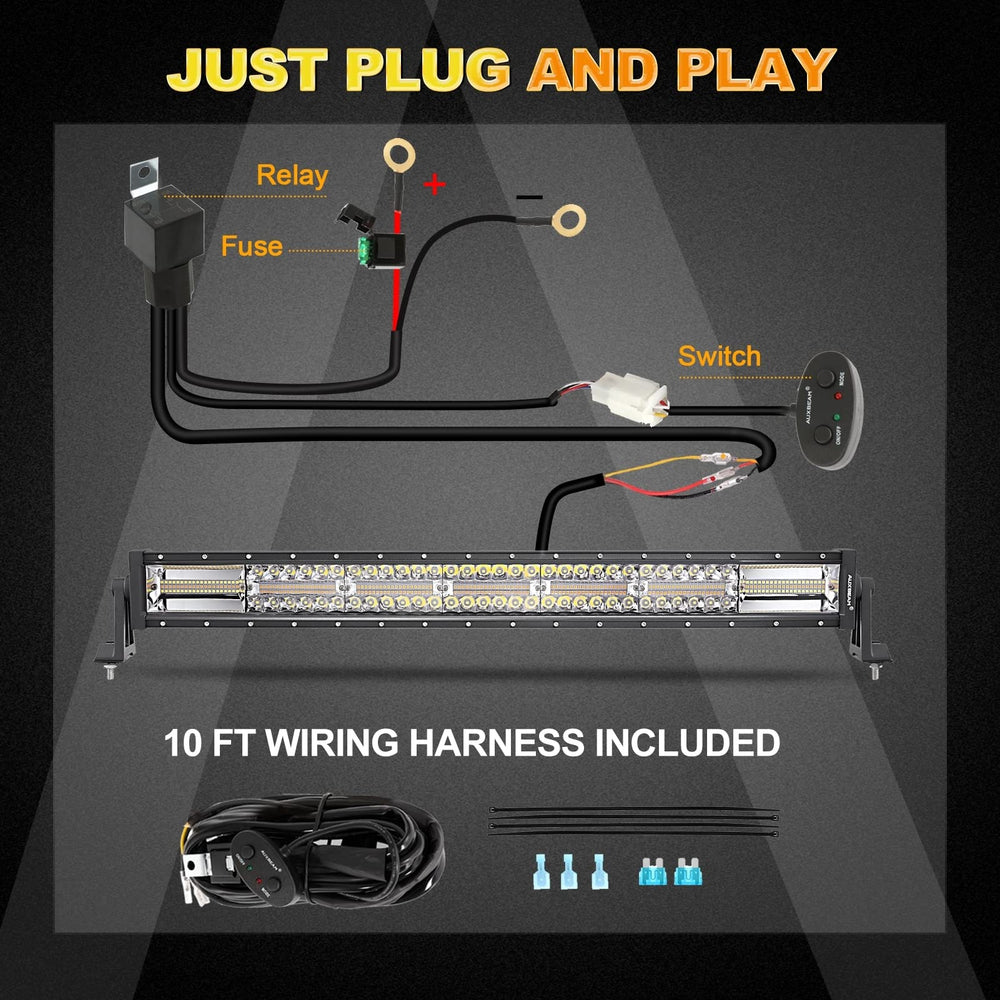 Auxbeam LED light bar 30 inch IP68 reliability withstands water, dust, and mud.