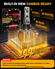 Auxbeam beam pattern with no dark spots enhances night driving.