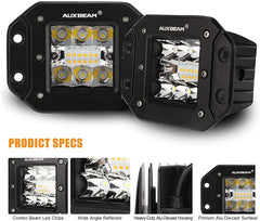 Auxbeam off-road pod lights provide reliable bumper lighting.