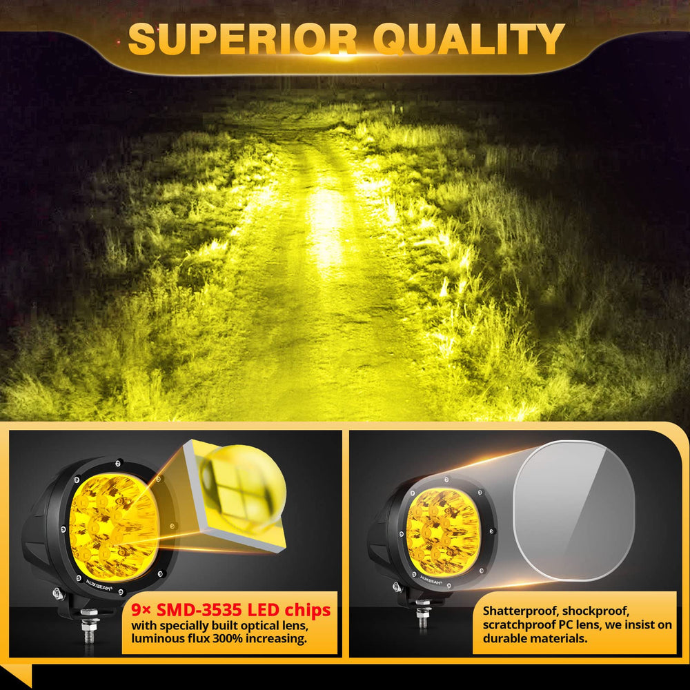 Auxbeam P4 Series amber fog light durable design built to withstand harsh conditions.
