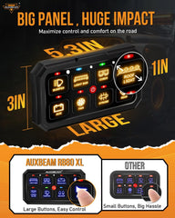 Auxbeam RA80 XL wiring harness and control box included for setup.