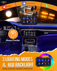 Auxbeam RB80 auto-dimming backlight adapts to day and night for comfortable viewing.