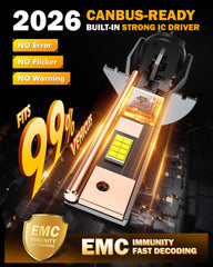 Auxbeam smart decoding tech minimizes flicker and compatibility issues.