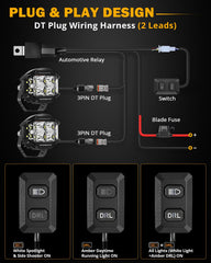 Auxbeam two-mode DT wiring harness kit offers flexible power options.