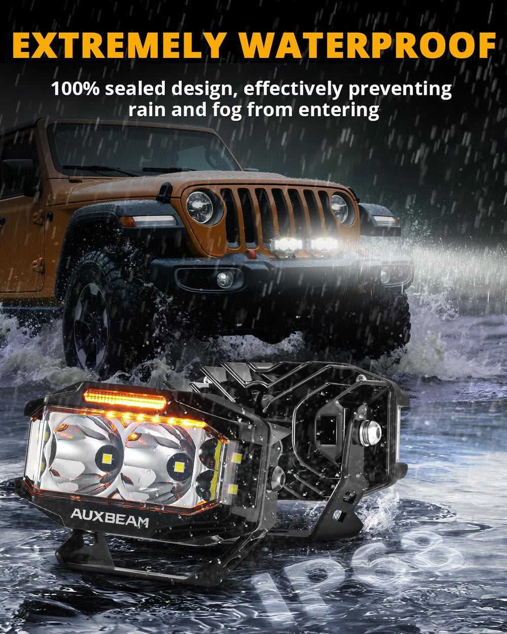 270-degree V-MAX beam pattern expands peripheral lighting for off-road confidence.