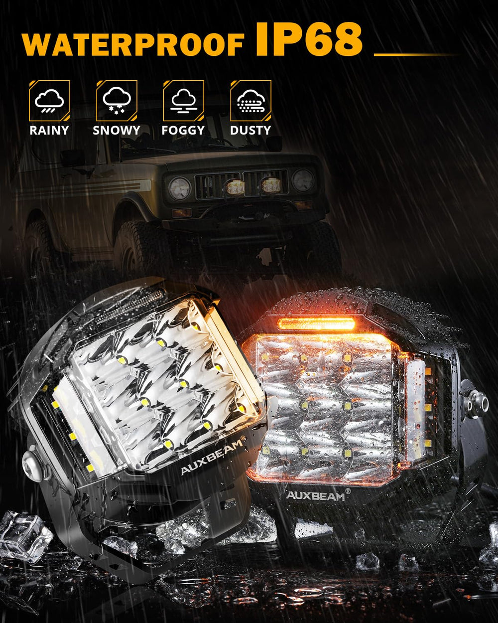 Auxbeam V-MAX 5in pod uses rugged aluminum housing for tough off-road rides.