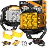 Auxbeam V-MAX 5in pod lights front view provide broad night-coverage for drivers.