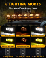 Amber DRL on Auxbeam V-MAX aids visibility in fog and rain.