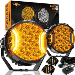 Auxbeam V-Ultra 7in side shooter lights illuminate rough trails