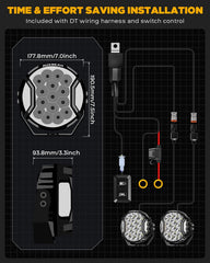 Auxbeam V-Ultra wiring harness for quick, secure installation.