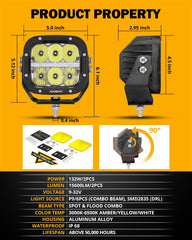 Auxbeam XP-Ultra 132W LED pod offering spot and flood coverage.