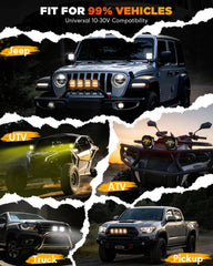Auxbeam XP-Ultra includes covers, harness, and installation kit for versatile setup.