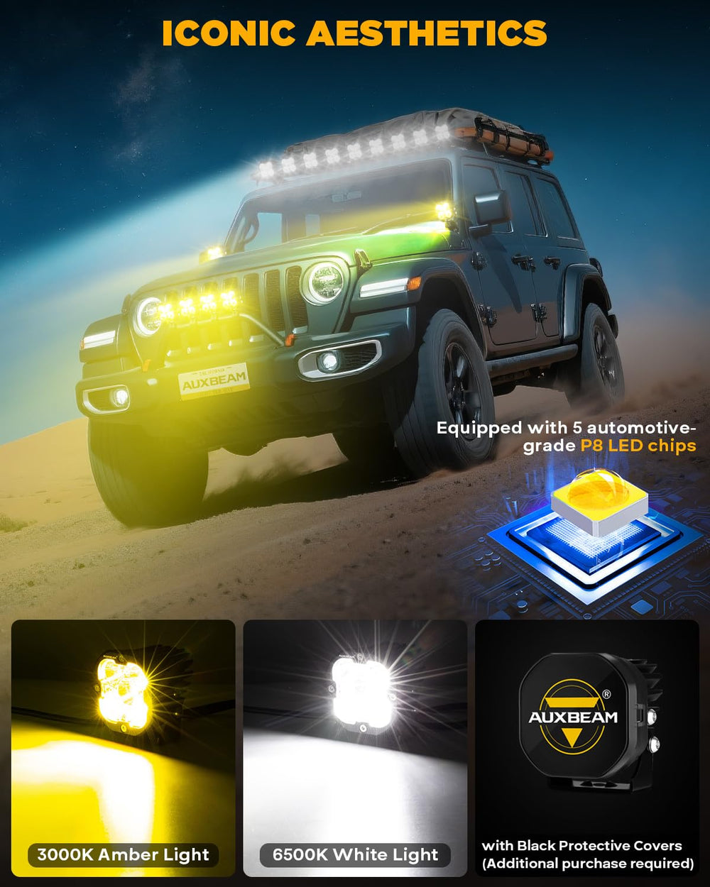 Auxbeam XP-Ultra aluminum housing and rugged lens detail