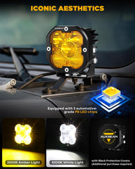 Auxbeam XP-Ultra amber beam contrast in low visibility conditions
