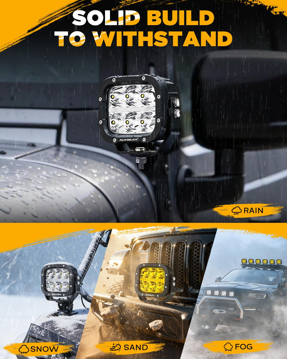 Auxbeam XP-Ultra 5-inch cube off-road light with IP68 protection