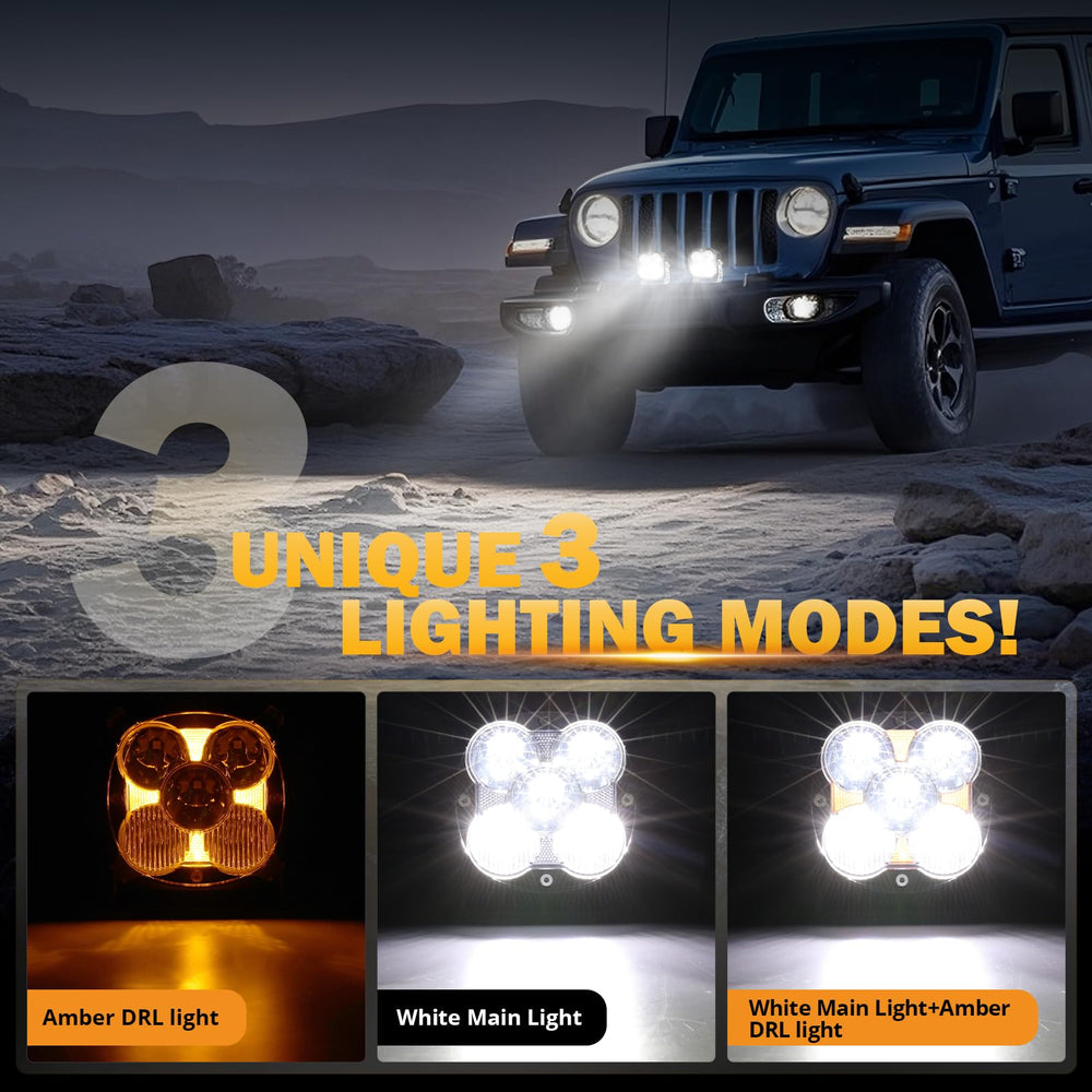 Auxbeam XP-Ultra amber DRL function improves visibility in fog