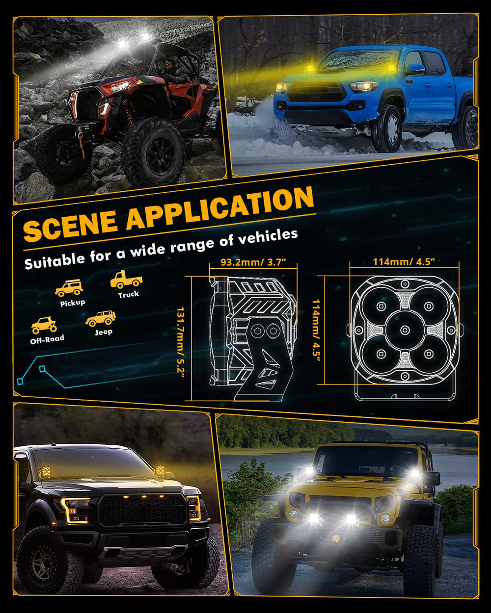 Auxbeam XP Ultra mounting options for bumper or roof rack installation.