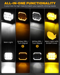 Auxbeam yellow cover converts beam to yellow flood for enhanced contrast.
