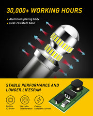 Low power consumption shown by AUXITO 1156 LED bulb compared to halogen.