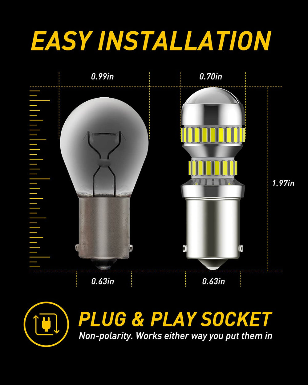 Broad compatibility with BA15S 1156 sockets for easy upgrade guidance.