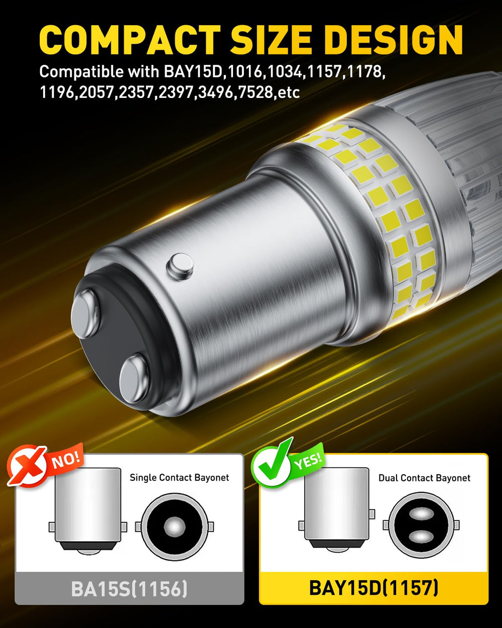 AUXITO 1157 LED bulb installs in minutes with non-polarity design