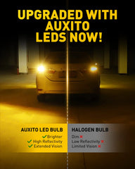 AUXITO 1157 amber turn-signal bulb compatible with non-polarity sockets for easy replacement