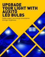 AUXITO 194 LED blue bulbs packaging shown as a 10-pack