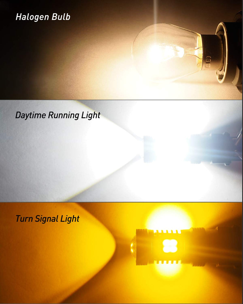 AUXITO 3157 LED bulb with HD glass lens delivering brighter, more focused light penetration.