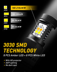 AUXITO 3157 switchback white parking light bulb illuminating daytime running light for visibility.