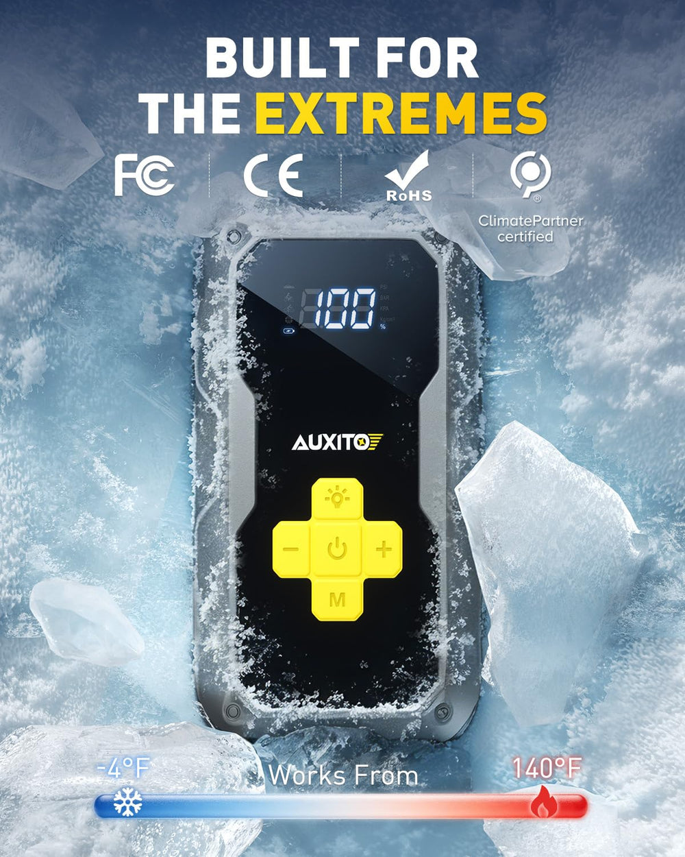 AUXITO 400-lumen emergency light provides bright, versatile illumination when needed.