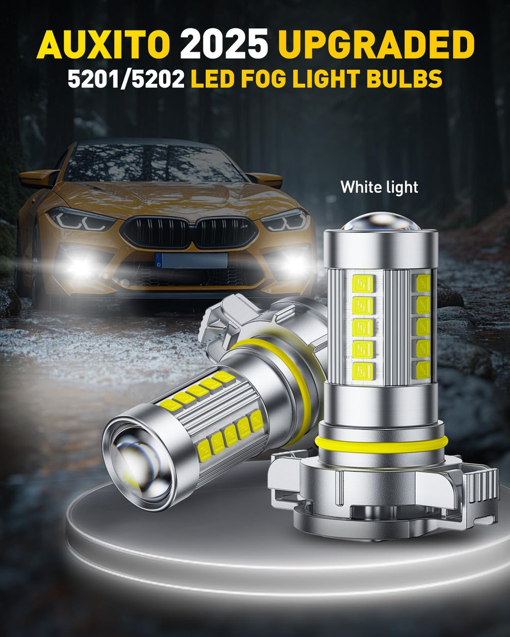 AUXITO 5202 true 1:1 OEM-size bulbs for easy installation.