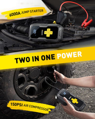 AUXITO 6000A jump starter in use for reliable engine starting on the road.