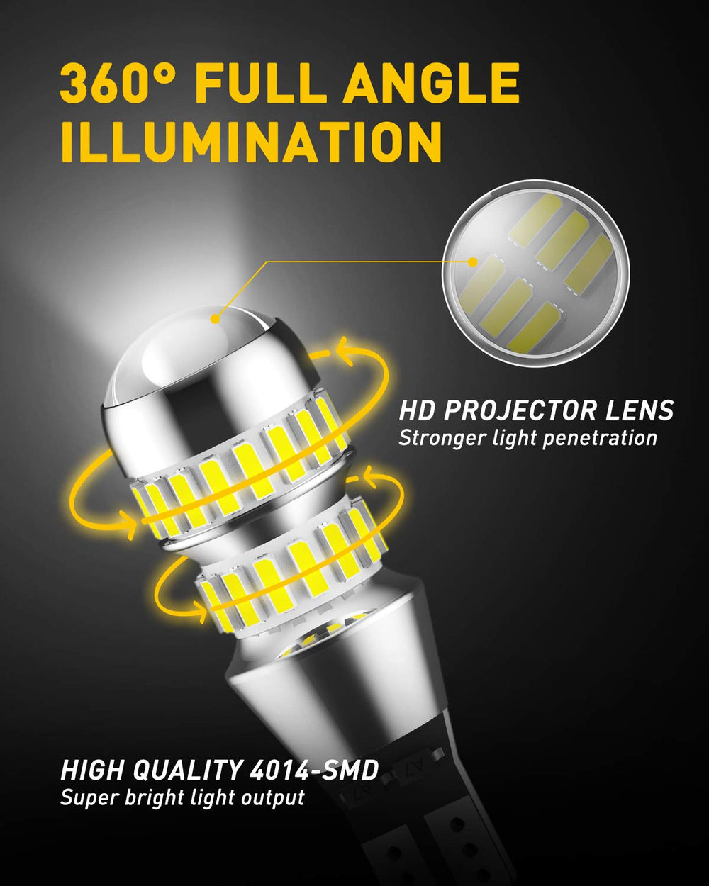 AUXITO 6000K crisp white beam enhances reversing visibility in low light.
