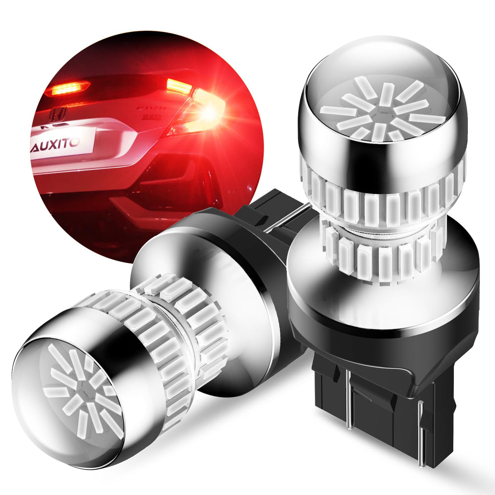 AUXITO 7443 LED strobe brake light bulb flashing red for safer braking
