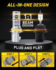AUXITO 9004 plug-and-play installation requires no tools.