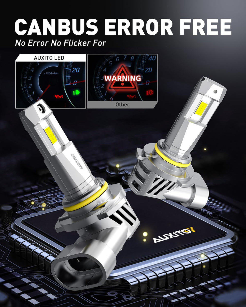 AUXITO-compatible bulbs fit most vehicles with CANbus decoding