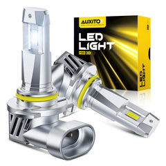 AUXITO 9005 HB3 pack front view illustrates install-ready bulbs for a quick upgrade.