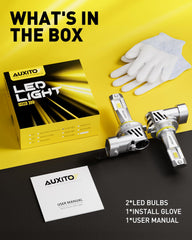 AUXITO 9005 HB3 night driving illumination emphasizes safer night-time visibility.