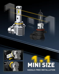 AUXITO 9005 plug-and-play installation showing no wiring required