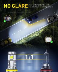AUXITO 9007 LED bulbs deliver 40,000LM brightness per pair for improved visibility.